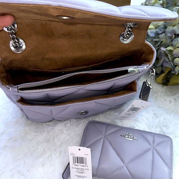 Coach quilted Klare shoulder/crossbody bag and wallet set sv/mist (lilac) - Picture 7 of 13